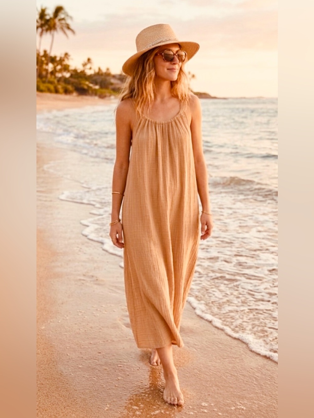 NWT old navy Women’s Tan Beach Gauze Maxi Dress Large Tall
